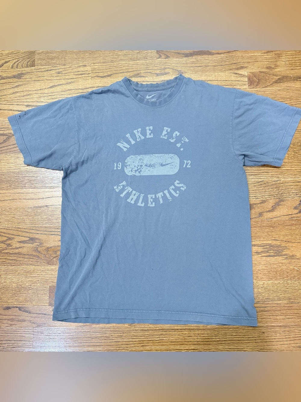 Nike Sportswear Est. 1972 Athletics Graphic T-Shirt Loose Fit Size L Blue Gray